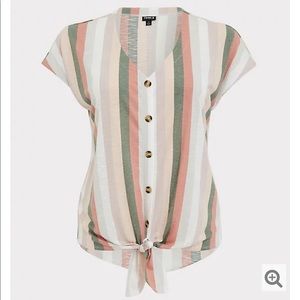 Torrid brand jersey tie front blouse